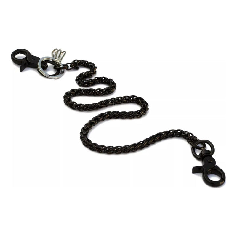 Cadena Negra Doble Mosquetón Acero Inoxidable